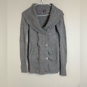 Talula by Aritzia XS Gray Double-Buttoned LambsWool/Cashmere blended Cardigan